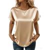 ensswliz Camicetta da donna in raso di seta a maniche corte con scollo a V, camicia da lavoro casual per uscire