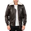 Hafsah Giacca in vera pelle da uomo Aviator G-1 con colletto di pelliccia aviatore, A-2 giacca in pelle vintage con pelliccia rimovibile, B-3 giacca da pilota blu navy in stile bomber nero WW2