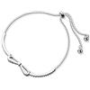 PHILSP Braccialetto in argento 925 con fiocco regolabile e cristalli brillanti, per feste di nozze, gioielli da donna