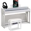 Classic Cantabile DP-220 WM E-Piano Bianco opaco Set, Polifonia a 64 voci | 88 tasti pesati con meccanica a martello, Sensibilità al tocco regolabile su 5 livelli, 10 demo song interne, 20 suoni, Soft