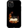 Cozy Feline Reads Custodia per iPhone 11 Pro Gatto nero addormentato sul libro foglie d'