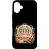 MaPaNoLi Design Custodia per iPhone 16 Plus Stitch Club - Ricamo a mano con ricamo floreale