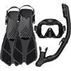 HH HHAO SPORT Set da snorkeling per adulti con pinne, maschera subacquea, boccaglio Dry Top e borsa per il trasporto