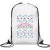 Generic Sacca da palestra con gatto arcobaleno e unicorni cuore borsa casual con coulisse bianca