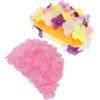 HAKIDZEL 2 Pezzi Cuffia da Piscina Floreale a Petali, Elegante, in Stoffa | Leggera e Flessibile, Vestibilità Comoda, per Chioma Lunga o Corta, Rosa e Nero