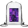 Generic Vaporwave Girl in Neon City Gym Sack Casual Drawstring Bag Bianco