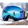 Realoutlet Occhiali da sci OTG da uomo e donna, 100% protezione UV, anti-appannamento, compatibili con casco, occhiali da snowboard senza montatura, per portatori di occhiali, occhiali da sci