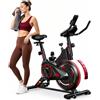 Dryfeedo Cyclette da Spinning, Cyclette Fitness da Casa, Resistenza 0-100%, Sella e Manubrio Regolabili, Display LCD, Supporto Tablet, Portata 120 kg