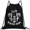 Generic Spalla Zaini 36X42cm Life Behind Bars Motorcycle Biker Borsa con Coulisse Fashion Coulisse Zaino con Coulisse Sacca da Ginnast per Natale, Scuola Materna, Bimbe