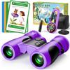 GeschenPark Binocolo Bambini 8x21 con Carte, Bussola e Lente - Giochi e Regalo Bambina | Cannocchiale Kit Esploratore per Escursioni, Campeggio e Osservazione degli Uccelli, Regali di Natale, Befana per Bambini
