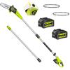 Alloyman Potatore Telescopico a Batteria 20V MAX, sega potatrice elettrica, Sega ad Asta a Batteria, 2 x 4,0 Ah e caricabatterie, Lama da 20 cm, 4KG, Velocità 5,5 m/s, Lubrificazione Automatica