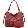 BAIGIO Borsa Donna Grande con Portafogli Borsa Tracolla Donna | Pelle PU Tote Bag Borsetta Borsa Lavoro Donna Borse per Shopping Viaggi Ufficio, Rojo