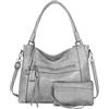 BAIGIO Borsa Donna Grande con Portafogli Borsa Tracolla Donna | Pelle PU Tote Bag Borsetta Borsa Lavoro Donna Borse per Shopping Viaggi Ufficio, Grigio Chiaro