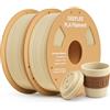 DEEPLEE PLA Filamento Stampante 3D 1.75mm Beige x2 2kg | Precisione ±0.02mm, Avvolgimento Anti-Intasamento, per Stampanti 3D FDM