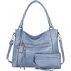 BAIGIO Borsa Donna Grande con Portafogli Borsa Tracolla Donna | Pelle PU Tote Bag Borsetta Borsa Lavoro Donna Borse per Shopping Viaggi Ufficio, Azzurro