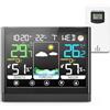 jely Stazione Meteo con Sensore Esterno, Previsioni Meteo, Display a Colori | Temperatura, Umidità, 3 Canali, DCF Wireless, Fasi Lunari, Sveglia, Luminosità Regolabile, Adattatore Incluso
