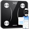INSMART Bilancia Intelligente Insmart Per Il Peso Corporeo, Piattaforma Grande Da 12x12 Pollici Bilancia Da Bagno Digitale Accurata, Bilancia Per Grasso Corporeo Bluetooth Con Bmi, 16 Tipi Di Dati
