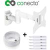 Satchef GmbH Supporto da parete per TV LCD/LED Connecto, inclinabile, orientabile ed estensibile per schermi da 10 a 42 pollici, bianco, con cavo HDMI in OMAGGIO e fascette in velcro
