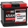LANGZEIT Batterien Batteria per auto a lunga durata 45Ah 12V 420AEN Sostituisce la batteria 44Ah