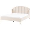 BELIANI Letto in velluto beige 180 x 200 cm Struttura letto imbottita gambe in metallo design retrò testiera trapuntata arrotondata camera da letto a conchiglia