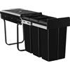 tectake® Cestino per rifiuti Ashlyn a 3 scomparti, 3x10L 26 x 48 x 42 cm