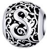Qings Vintage Perline Charm Lettera dalla A alla Z Argento Sterling 925 Beads Charms Ciondoli con Lettera Alfabeto Compatibile con Braccialetti Bracciali e Collane