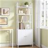 HEXCELEN Libreria Scaffale a 6 Ripiani con Ante, Librerias, Bianco | Libreria Verticale a Scaletta, con 4 Ripiani Aperti, Struttura in Acciaio, Ripiani Regolabili per Sala da Letto Soggiorno