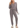 Ekouaer Pigiama Donna Lungo Pigiama da Donna Invernale Due Pezzi Pigiama a Maniche Lunghe e Pantaloni con Tasca,XS-3XL