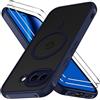 iVoler Cover Magnetica per Google Pixel 10a con 2 Pezzi Vetro Temperato, [Compatibile con MagSafe] Custodia Traslucida Posteriore Sottile Anti-Impronte Case, Opaca Blu Profondo