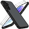 iVoler Cover Opaca per Samsung Galaxy A55 5G con 2 Pezzi Vetro Temperato, [Antiurto di Grado Militare] Anti-Graffio Custodia con Assorbimento degli Urti, Anti-Impronte Sottile Bumper Case, Nero