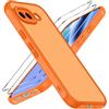 iVoler Cover Opaca per Google Pixel 10A con 2 Pezzi Vetro Temperato, [Antiurto di Grado Militare] Anti-Graffio Custodia con Assorbimento degli Urti, Anti-Impronte Sottile Bumper Case, Arancione