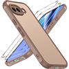 iVoler Cover Opaca per Google Pixel 10A con 2 Pezzi Vetro Temperato, [Antiurto di Grado Militare] Anti-Graffio Custodia con Assorbimento degli Urti, Anti-Impronte Sottile Bumper Case, Marrone