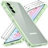 iVoler Anti Ingiallimento Chiaro Cover per Samsung Galaxy A56 5G con 2 Pezzi Vetro Temperato, Custodia Antiurto Trasparente per Assorbimento degli Urti con Paraurti in TPU Morbido Sottile Case - Verde