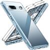 iVoler Anti Ingiallimento Chiaro Cover per Google Pixel 7A con 2 Pezzi Pellicola Vetro Temperato, [Antiurto di Grado Militare] Custodia Trasparente Sottile Case
