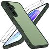 iVoler Cover Opaca per Samsung Galaxy A55 5G con 2 Pezzi Vetro Temperato, [Antiurto di Grado Militare] Anti-Graffio Custodia con Assorbimento degli Urti, Anti-Impronte Sottile Bumper Case, Verde
