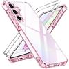iVoler Cover per Samsung Galaxy A55 5G con 2 Pezzi Vetro Temperato(Non per Samsung A56 e altri modelli), Custodia Antiurto Trasparente per degli Urti con Paraurti in TPU Morbido Sottile Case (Viola)