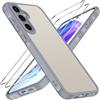 iVoler Cover Opaca per Samsung Galaxy A55 5G con 2 Pezzi Vetro Temperato, [Antiurto di Grado Militare] Anti-Graffio Custodia con Assorbimento degli Urti, Anti-Impronte Sottile Bumper Case, Grigio