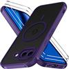 iVoler Cover Magnetica per Google Pixel 10a con 2 Pezzi Vetro Temperato, [Compatibile con MagSafe] Custodia Traslucida Posteriore Sottile Anti-Impronte Case, Opaca Opaca Viola Profondo