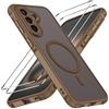 iVoler Cover Magnetica per Samsung Galaxy A57 5G con 2 Pezzi Pellicola Vetro Temperato, [Antiurto di Grado Militare] Custodia Traslucida Opaca Sottile Anti-Impronte MagSafe Case, Opaca Marrone Chiaro
