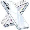 iVoler Anti Ingiallimento Chiaro Cover per Samsung Galaxy A35 5G con 3 Pezzi Vetro Temperato, Custodia Antiurto Trasparente per Assorbimento Degli Urti con Paraurti in TPU Morbido Sottile Case