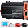 JARXIOKE 2500W Inverter 12V a 230V Convertitore a onda sinusoidale pura con interruttore di trasferimento con uscita e ingresso e terminale AC prese AC telecomando LCD inverter per camper esterno camion