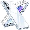 iVoler Anti Ingiallimento Chiaro Cover per Samsung Galaxy A55 5G con 3 Pezzi Vetro Temperato, Custodia Antiurto Trasparente per Assorbimento Degli Urti con Paraurti in TPU Morbido Sottile Case