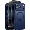 Qasyfanc Cover per iPhone 17 Pro Max, 2 Pellicola Privacy, Blu | Compatibile con MagSafe, Protezione Fotocamera, Protezione Anticaduta Livello Militare, Custodia Traslucida Opaca Antiurto