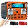 JARXIOKE Inverter 12v 220v Onda Pura 4000W Invertitore di Potenza 12V a 220V Convertitore di Alimentazione con Telecomandoler & prese AC Doppie & 2x USB &Porta di Tipo-C per Car Camper
