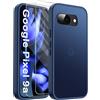 FLLAO Opaca Cover Compatibile con Google Pixel 9A 5G con 2 Vetro Temperato, [Della Fotocamera Protezione] Anticaduta Antiurto Anti-Graffio Anti-Impronte Hard PC Glassata Traslucida Custodia Blu