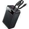 Powbentar Batteria Esterna 65W 40000mAh Power Bank USB C Ricarica Rapida con Cavo Integrato Tipo C, Schermo Digitale, 3 Uscite per 3 Dispositivi Simultanei, Caricatore Portatile Grande Capacità per Laptop, PC