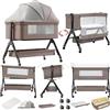 Doraystar Culla Neonato Next to me, Pieghevole Neonato Fianco Letto, Convertibile Culla Co-sleeping con Materasso (X3 Khaki)