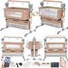 Doraystar Elettrico Bluetooth Intelligente Culla Neonato Next to me, Pieghevole Convertibile Culla Co-sleeping, Letto Fianco Letto con Musica e Telecomando, 5 Ingranaggi Oscillanti (601 Brown)
