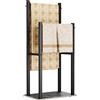 Yawinhe 80cm Portasciugamani da Terra,Porta Asciugamani Bagno,Nero | Piantana Autoportante con 2 Bracci;Appendiabiti Autoportante in Acciaio Inox con Base Lastra Roccia
