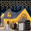 Gliztech 10M Luci a Cascata per Esterno Natalizie con App (Bianco Caldo) | Luci Natale Esterno Cascata Impermeabili IP44, Luci Esterno Natale da Interno, per Balconi, Feste, Ringhiere, Giardino